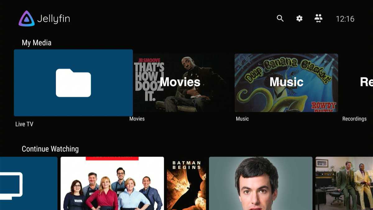 The Jellyfin home screen on Fire TV