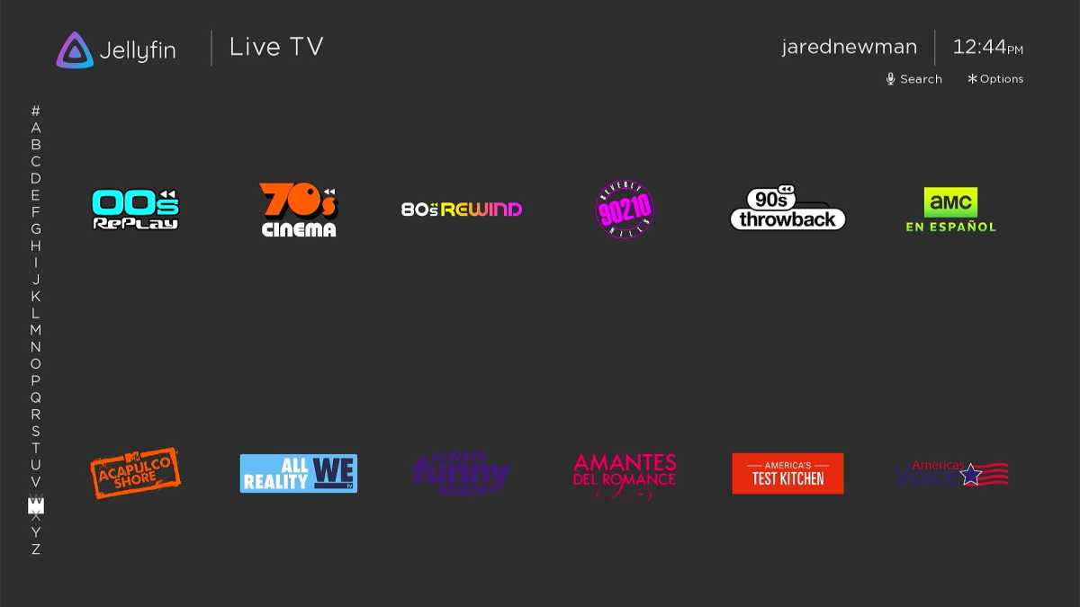 Jellyfin live guide on Roku