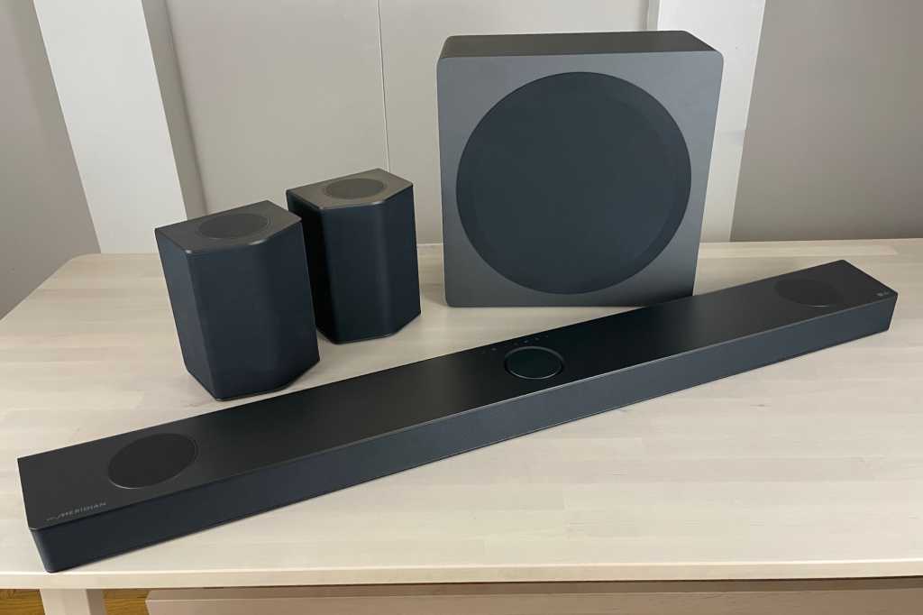 LG S95QR soundbar with subwoofer and rear speakers