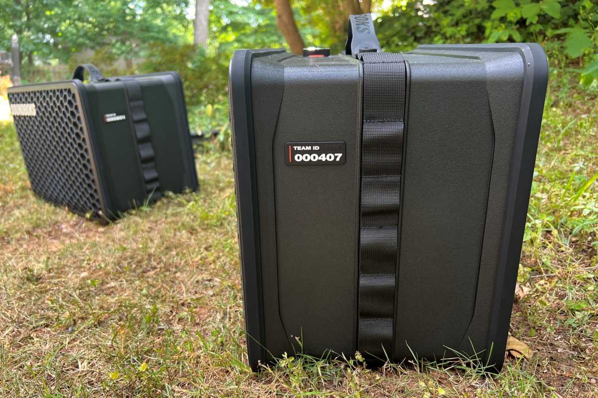 Side view of Soundboks Go outdoor speaker