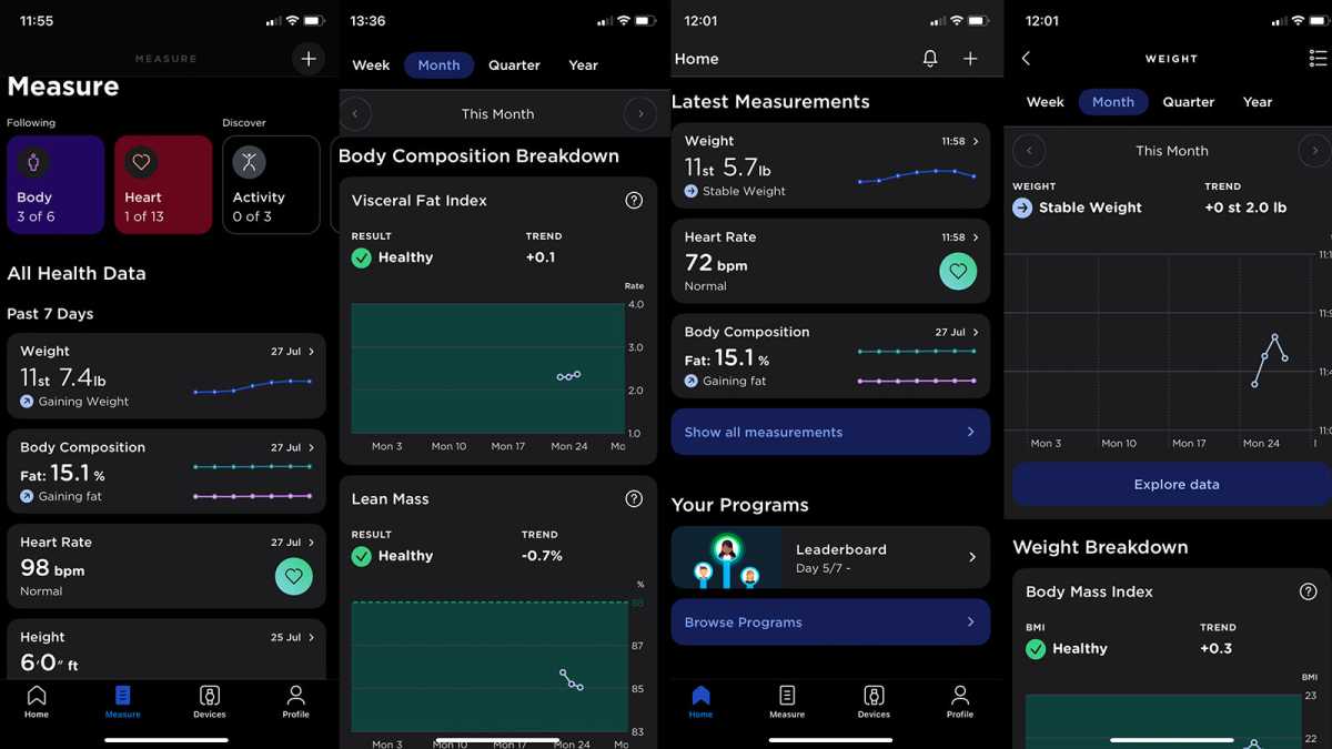 Withings Health Mate body composition display