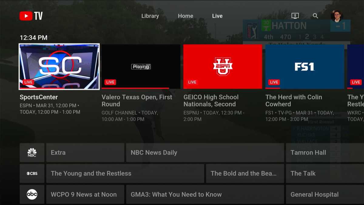 YouTube TV grid guide