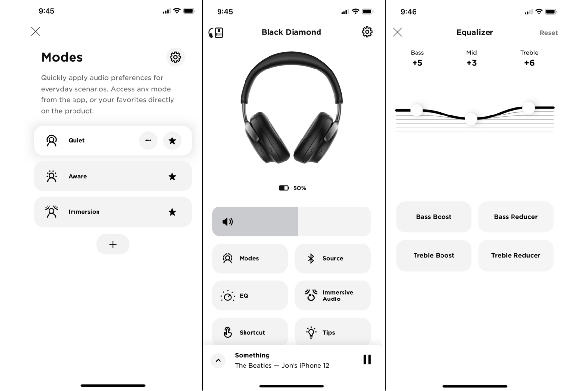 Bose QuietComfort Ultra Headphones Music app screenshots