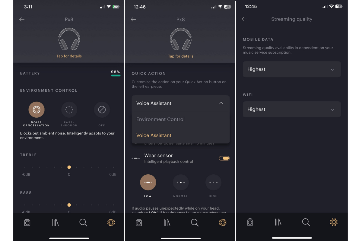 Bowers & Wilkins Music app screenshots