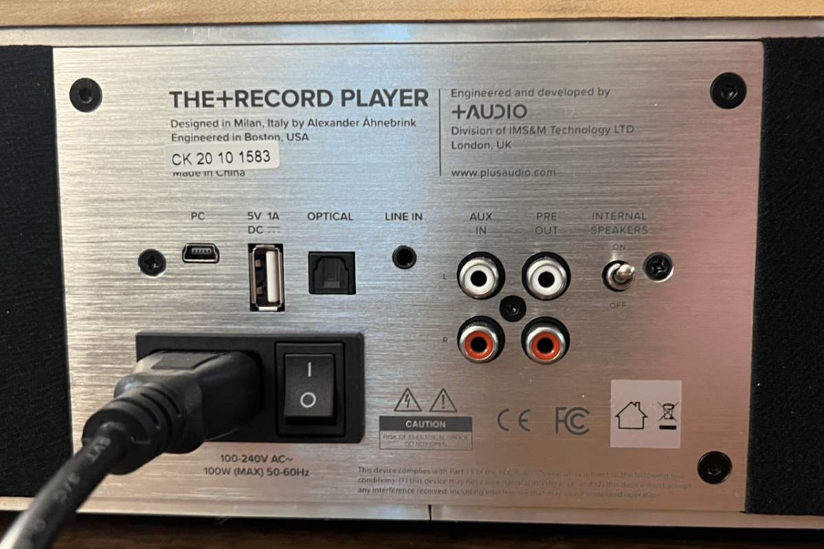 Plus Audio The+Record Player rear inputs