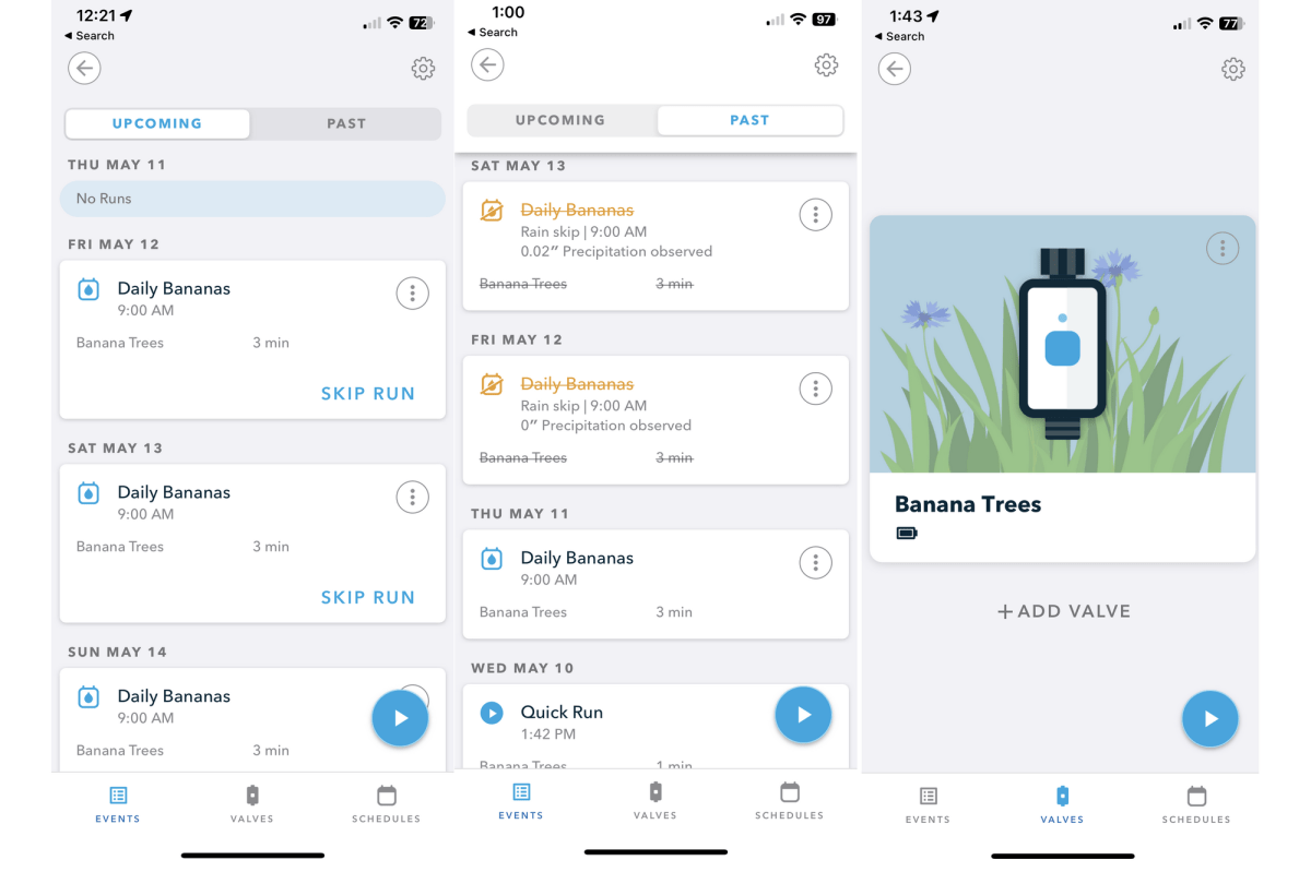 Rachio smart irrigation app screenshots